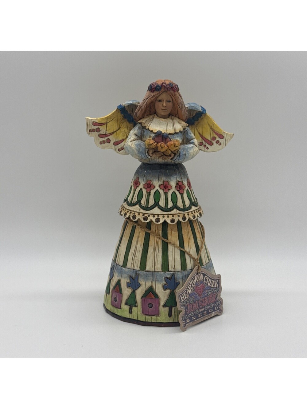 Jim Shore Heartwood Creek Angel Figurine Birds Nest Birdhouse Vintage 8" Enesco